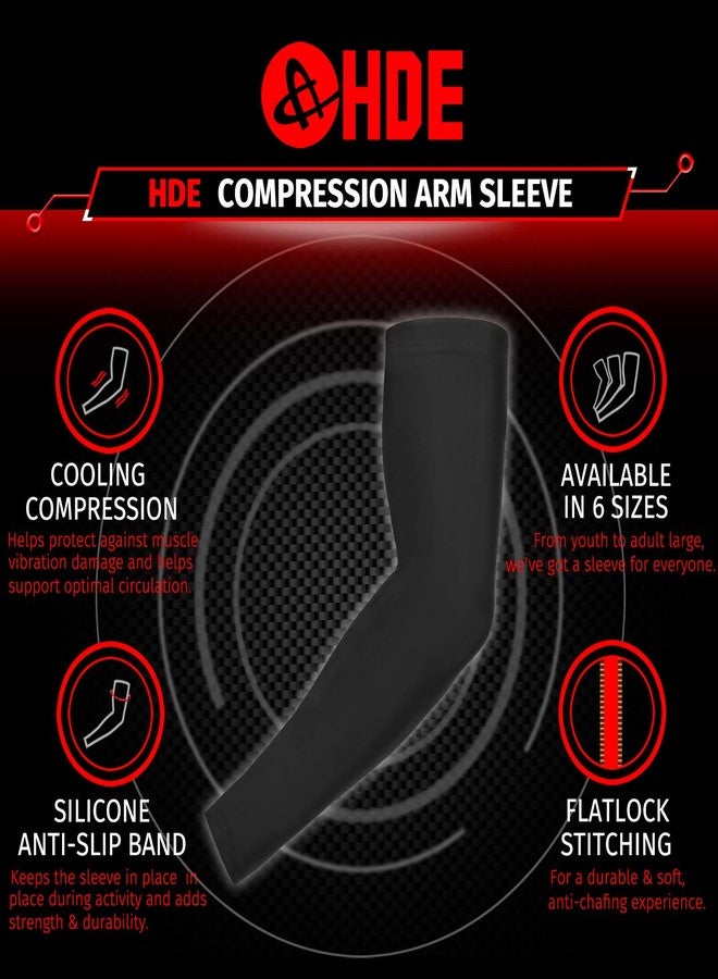 HDE Arm Sleeves for Men Women Sports Compression Sleeve UV Protection Cooling Arm Cover Basketball Baseball Football (Pair) White - S - Image 3