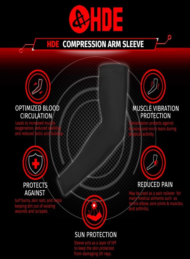 HDE Arm Sleeves for Men Women Sports Compression Sleeve UV Protection Cooling Arm Cover Basketball Baseball Football (Pair) White - S - Image 4