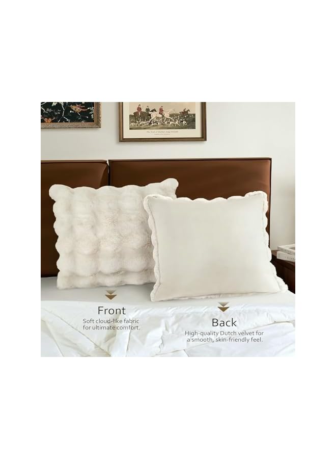 The Bros 18 x 18 Inch Pillow Covers(Set of 2), Corduroy Soft Decorative Square Throw Pillow Cover, Cushion Covers Pillowcase, Faux Fur Plush Throw Pillow Covers for Sofa, Couch,Bedroom,Living Room (White) - Image 4