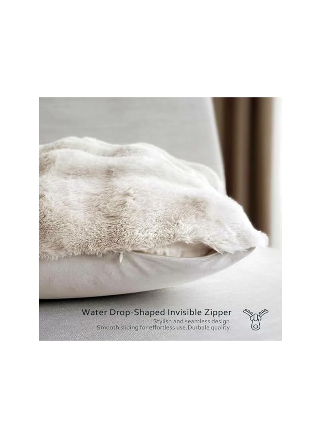 The Bros 18 x 18 Inch Pillow Covers(Set of 2), Corduroy Soft Decorative Square Throw Pillow Cover, Cushion Covers Pillowcase, Faux Fur Plush Throw Pillow Covers for Sofa, Couch,Bedroom,Living Room (White) - Image 3