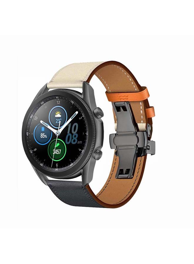 NIBEMINENT Genuine Leather Replacement Band for Samsung Galaxy Watch3 45mm Multicolour