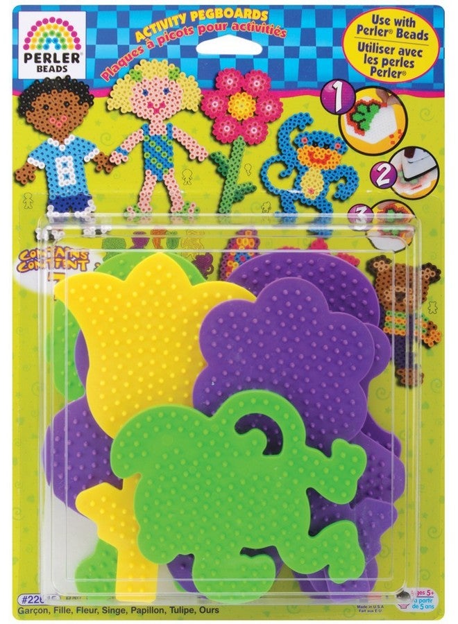 Perler 22645 Fuse Bead Pegboards 7-Pack-Boy/Girl/Bear/Monkey/Butterfly/2 Flowers - Image 2