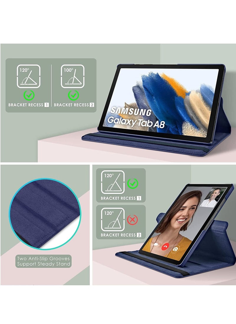 Case Compatible with Galaxy Tab A8 10.5" Case (SM-X200/X205/X207), Galaxy Tab A8 Case 10.5 inch,Auto Sleep/Wake 360° Rotating Stand Folio Leather Case for Tab A8 2022 (Dark blue) - Image 3