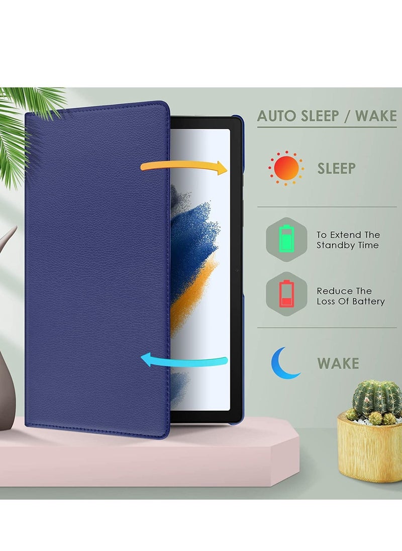 Case Compatible with Galaxy Tab A8 10.5" Case (SM-X200/X205/X207), Galaxy Tab A8 Case 10.5 inch,Auto Sleep/Wake 360° Rotating Stand Folio Leather Case for Tab A8 2022 (Dark blue) - Image 5