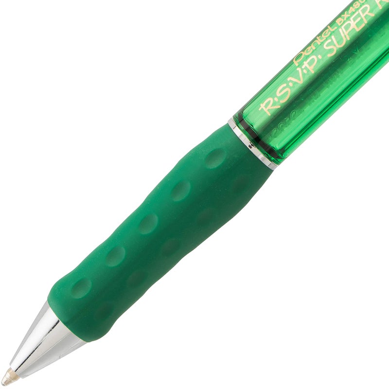 Pentel قلم حبر جاف بنتل RSVP سوبر RT، (1.0 مم) خط متوسط، حبر أخضر، عبوة من 2 (BX480BP2D) - Image 4