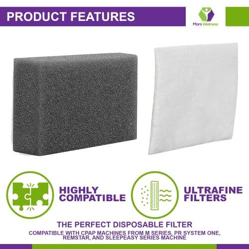 Mars Wellness 30 Pack CPAP Filters - Compatible with M Series, PR System One, Remstar, and SleepEasy Series - 15 Foam 15 Ultrafine Filter - Image 3