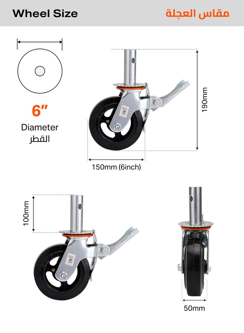 BMB tools Heavy duty Rubber scaffold wheel 6 Inch - Image 2