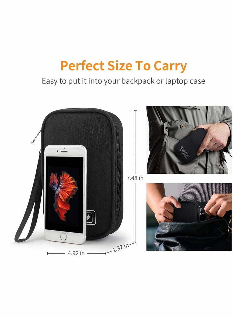 KASTWAVE Small Electronic Organizer Cable Bag, Travel Portable 2 PCS Electronic Accessories Storage Bag Soft Carrying Case Pouch for Hard Drive, Cord, Charger, Earphone, USB, SD Card (Black+Gray) - Image 4