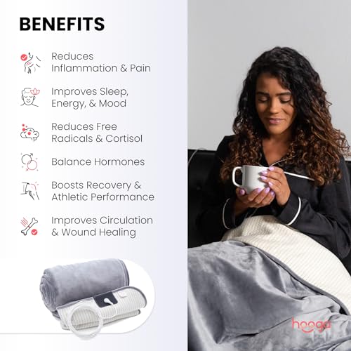 hooga Grounding Blanket for Improved Sleep, Pain Relief, Energy, Inflammation. Grounded Throw, Earth Connected Bedding. Conductive Silver Fiber. Grounding Cord Included. 60x80 Inch, Queen Size. - Image 3