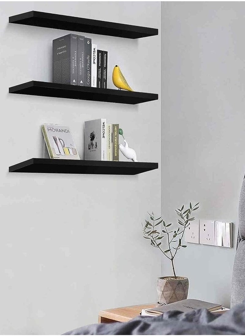 XiuWoo 3 Pcs Set of Floating Shelves for Wall Decor Wall Shelves for Bedroom Storage Large Deep Wall Mounted Shelves for Bathroom Towels Laundry Living Room Kitchen Closet  - Image 4