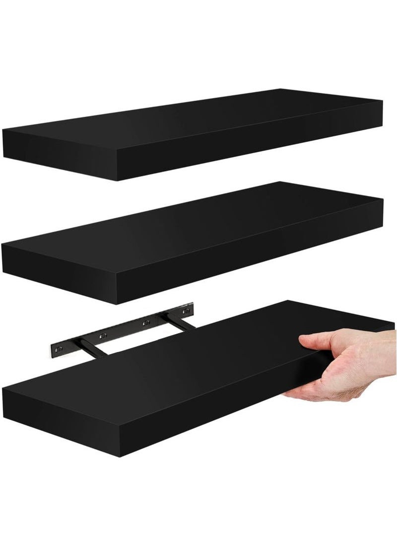 XiuWoo 3 Pcs Set of Floating Shelves for Wall Decor Wall Shelves for Bedroom Storage Large Deep Wall Mounted Shelves for Bathroom Towels Laundry Living Room Kitchen Closet  - Image 1