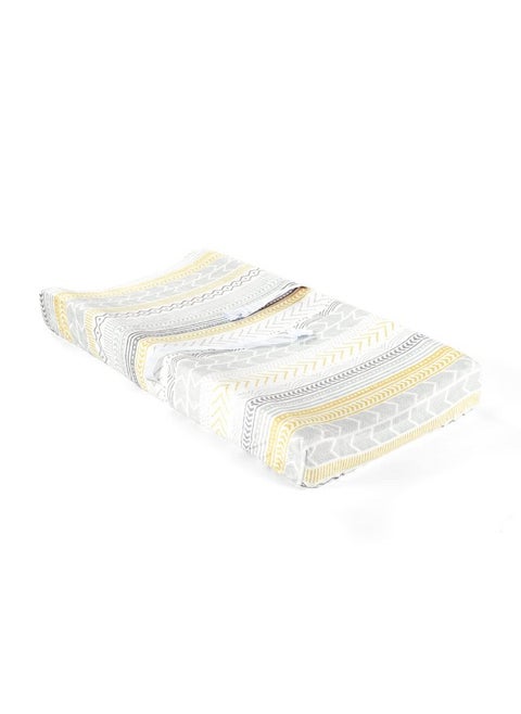 غطاء وسادة تغيير حفاضات ناعم ومخملي من Lush Decor Baby Hygge Geo، مقاس 32 بوصة × 16 بوصة × 5 بوصة، أصفر ورمادي