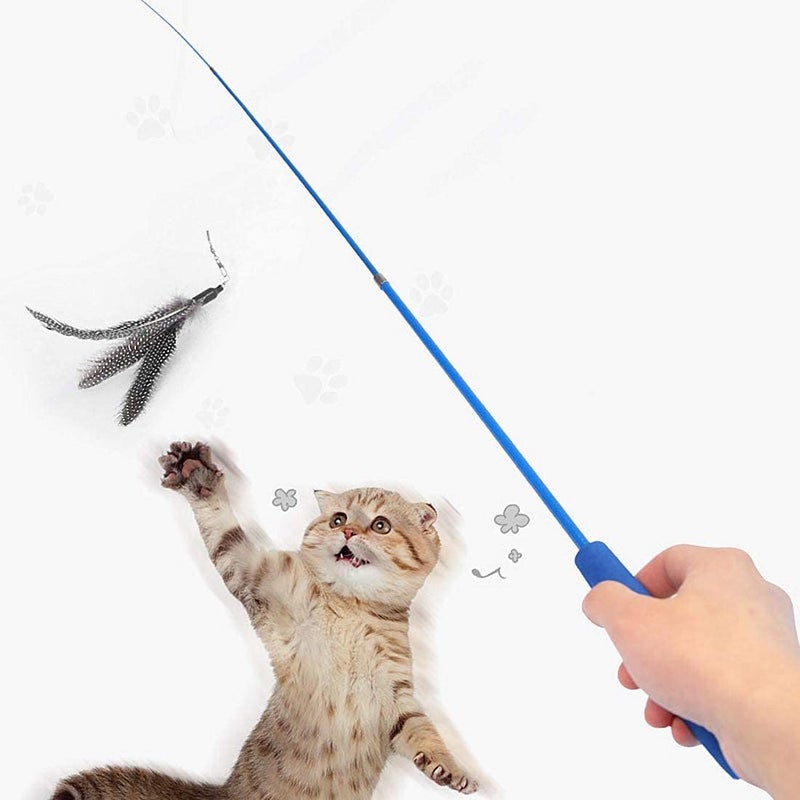 Sunkizzrs ® Interactive Feather Toy Set - Activity Toys for Kittens - Wand to Exercise Cats - Stick Toy for Indoor Cats (1 Retractable Stick with 1 Feather) - Image 1