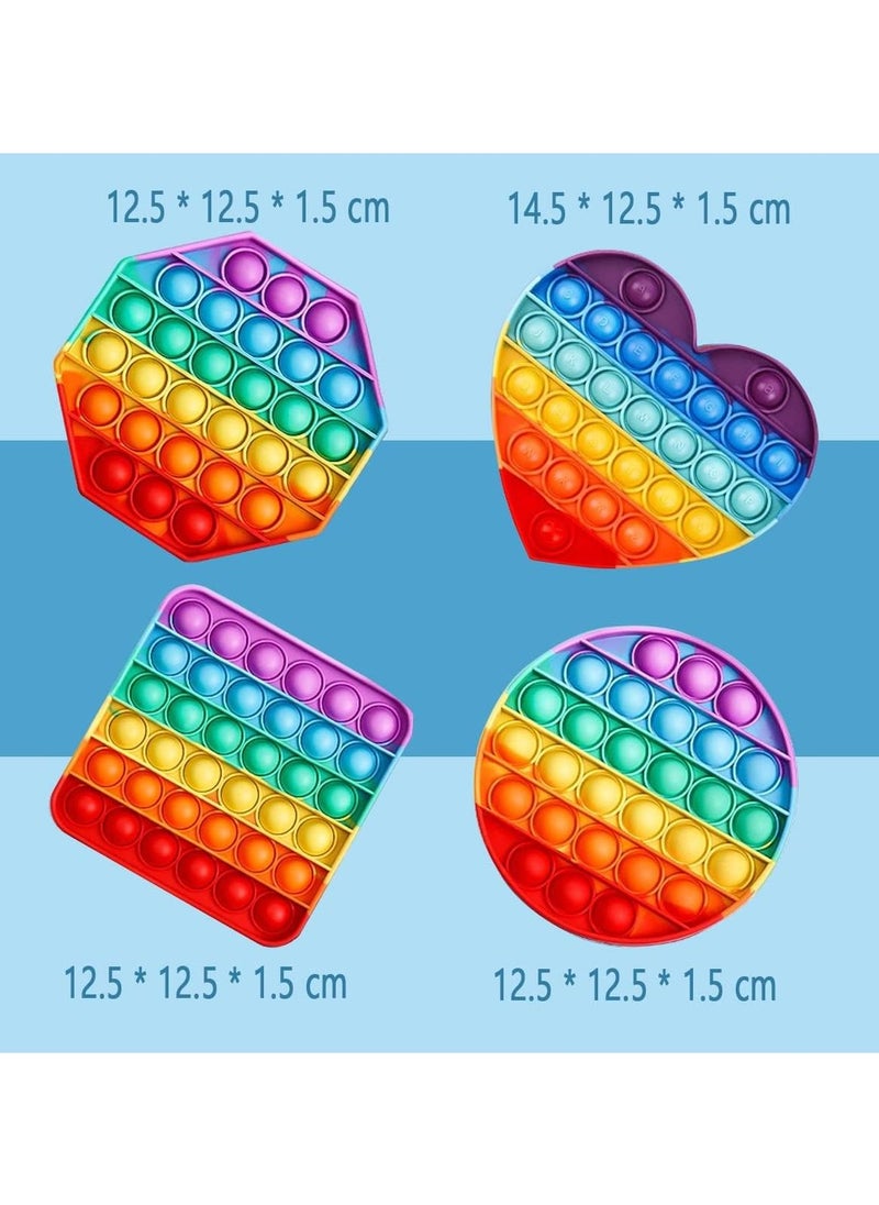 iLaa - 4PCS Rainbow Push Pop Bubble Fidget Sensory Toy,Bubble Popping Fidget Toy for Kids Adults,Sensory Irritability Toy for Autism - Image 1