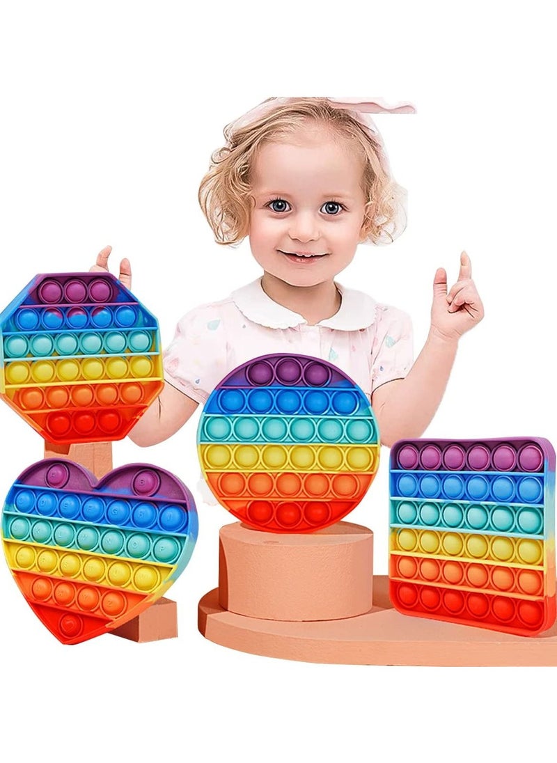 iLaa - 4PCS Rainbow Push Pop Bubble Fidget Sensory Toy,Bubble Popping Fidget Toy for Kids Adults,Sensory Irritability Toy for Autism - Image 1