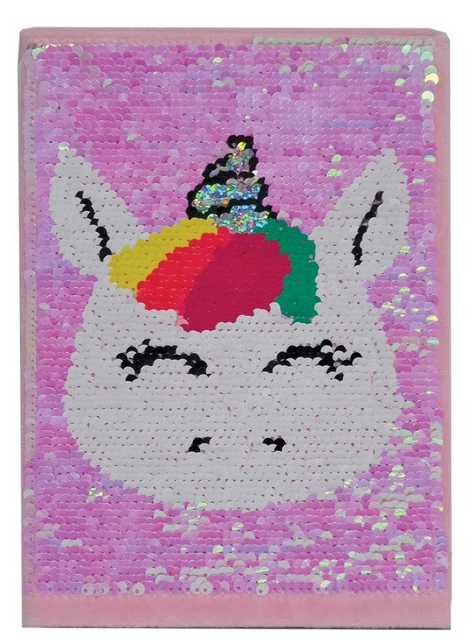 iscream Glittery Flip Sequin Book-Bound Lined-Page 8.5" Journal - Sweet Unicorn - Image 1