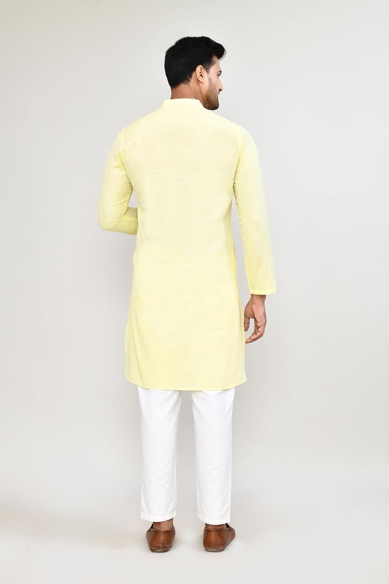 Polyfab Hathkargha Men's Art Silk Designer Printed Kurta with Mandarin Collar and Full Sleeves - Image 2