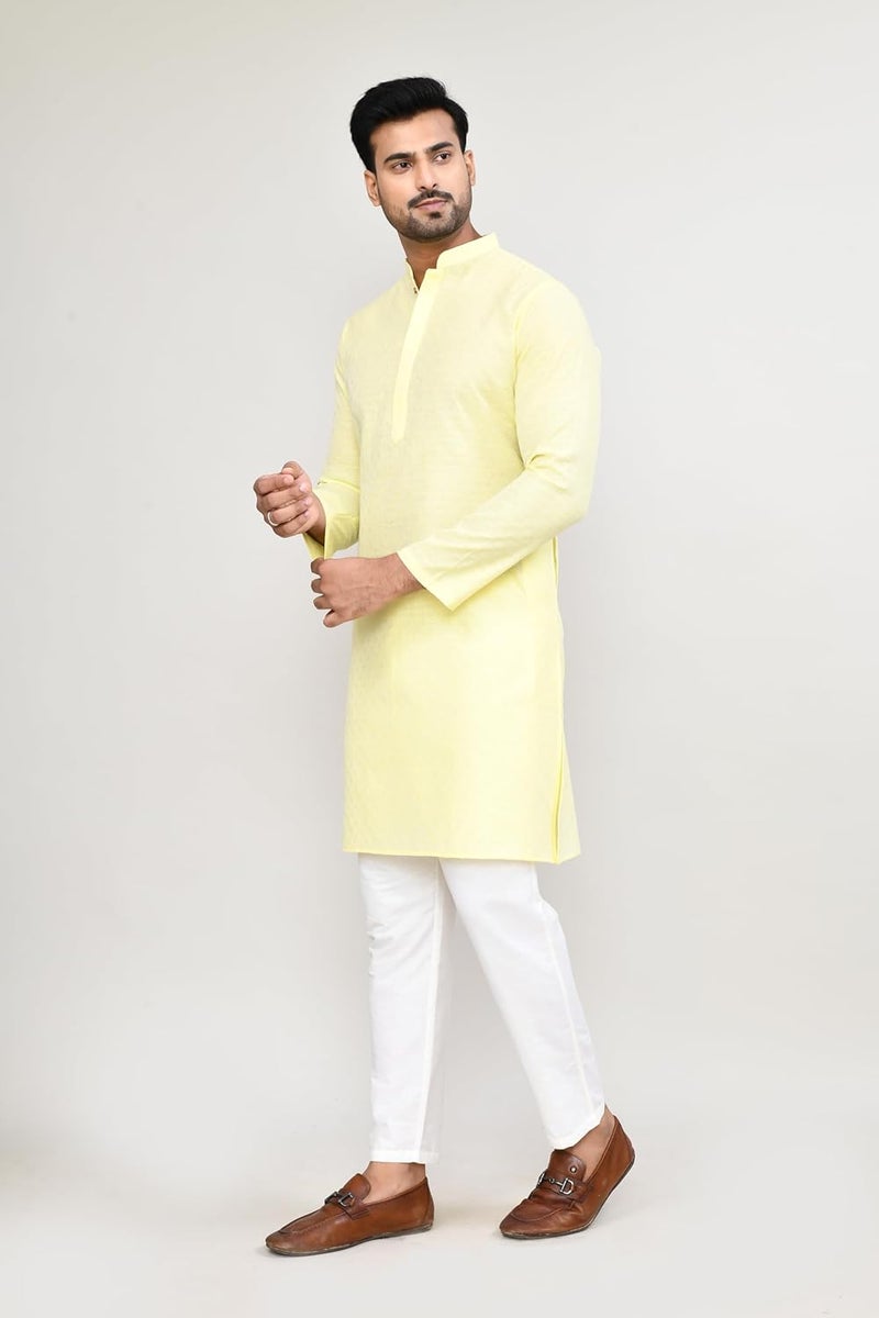 Polyfab Hathkargha Men's Art Silk Designer Printed Kurta with Mandarin Collar and Full Sleeves - Image 3