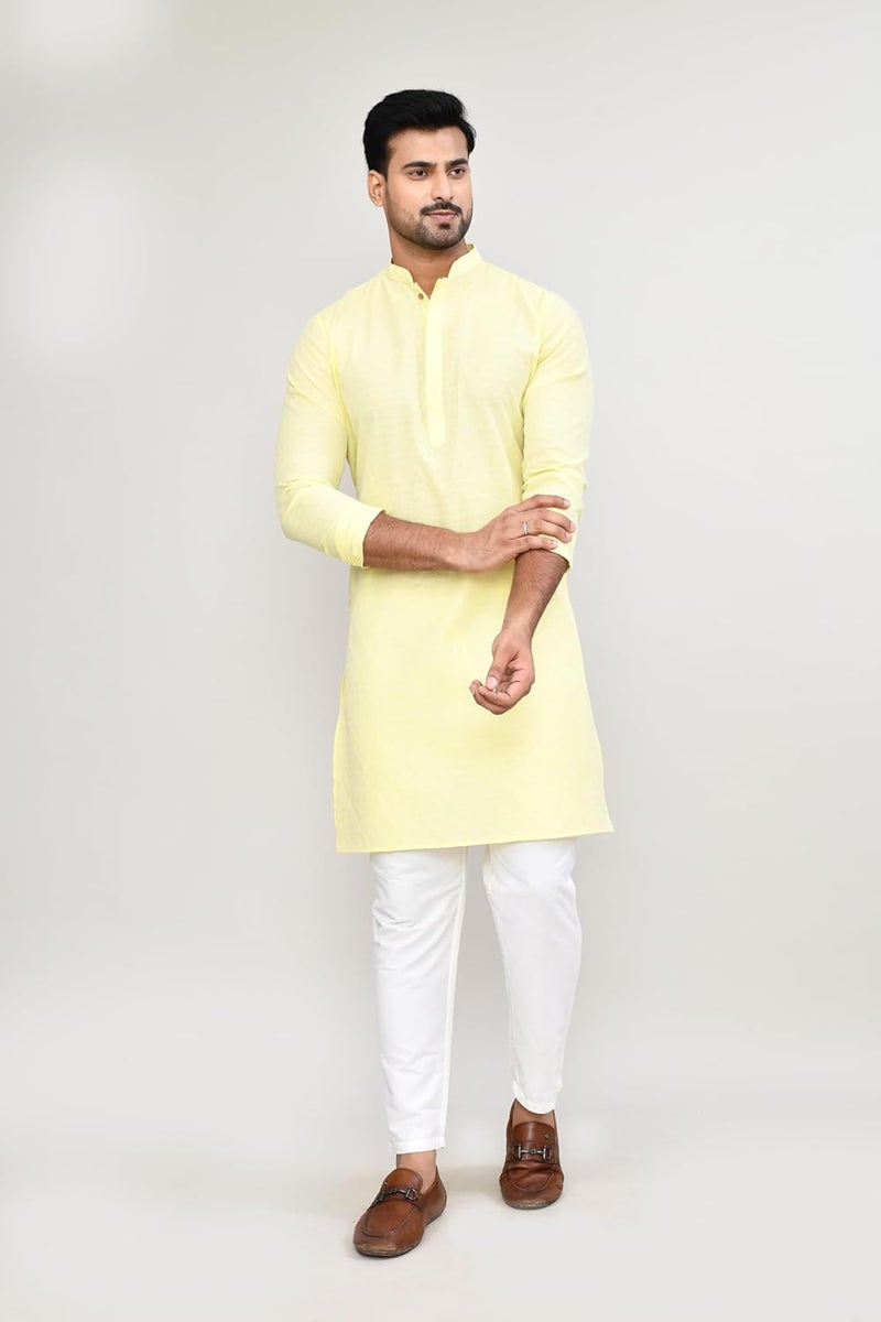 Polyfab Hathkargha Men's Art Silk Designer Printed Kurta with Mandarin Collar and Full Sleeves - Image 4