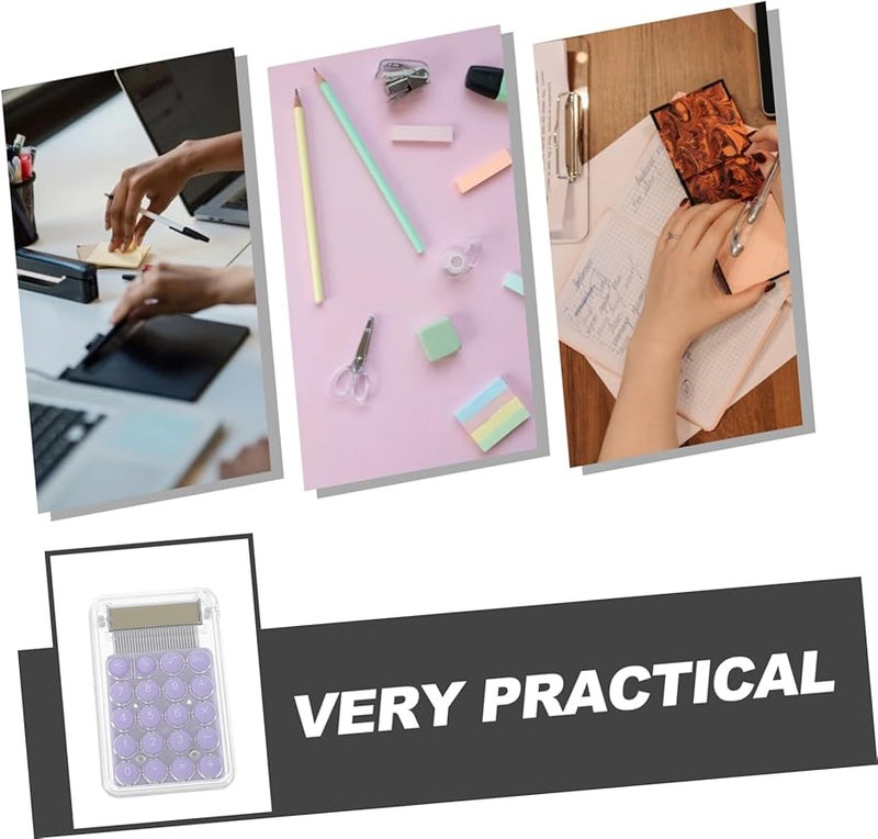 آلة حاسبة يدوية صغيرة محمولة بتصميم كرتوني مضغوط خفيف الوزن وسهل الحمل للمدرسة والمكتب - Image 5