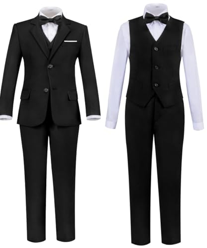 Addneo Boys Suits,Children's Formal Suits for Toddler Boy Silm Fit Suit Black Size 3T - Image 3