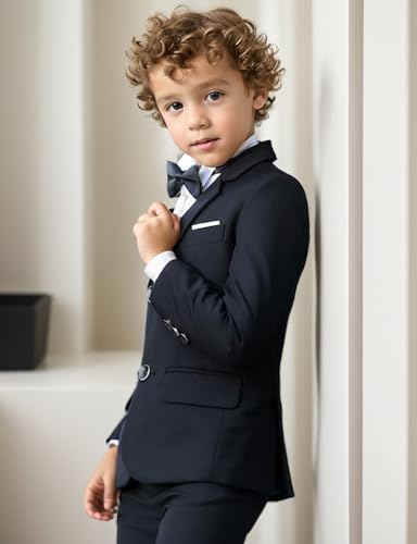 Addneo Boys Suits,Children's Formal Suits for Toddler Boy Silm Fit Suit Black Size 3T - Image 4