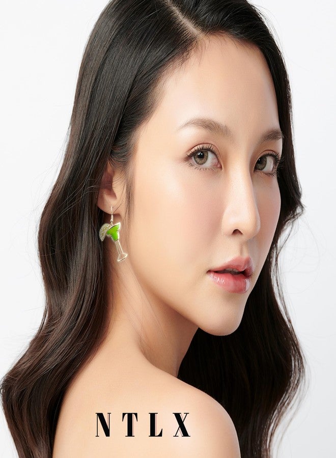 NTLX Beverage Drink Drop Dangle Earrings for Women - Martini, Margarita, Beer, Champagne, Wine Glass Bottle - Happy Hour Fashion - Cute - Fun - Beautiful Genuine Crystals - Gold Plated - with Gift Box Included (Margarita) - Image 4