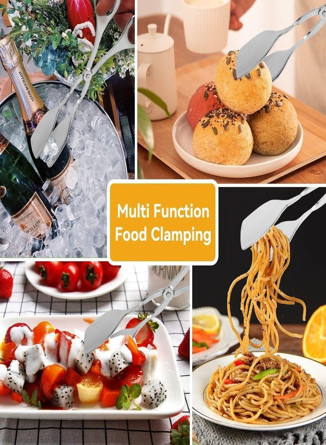 Beufee 2 Pcs Tongs for Serving Food, Serving Tongs Stainless Steel Buffet Tongs Mini Tongs Bread Clip Food Tongs Scissors Shape Salad Steak Clip for Baking Barbecue Fried - Image 5