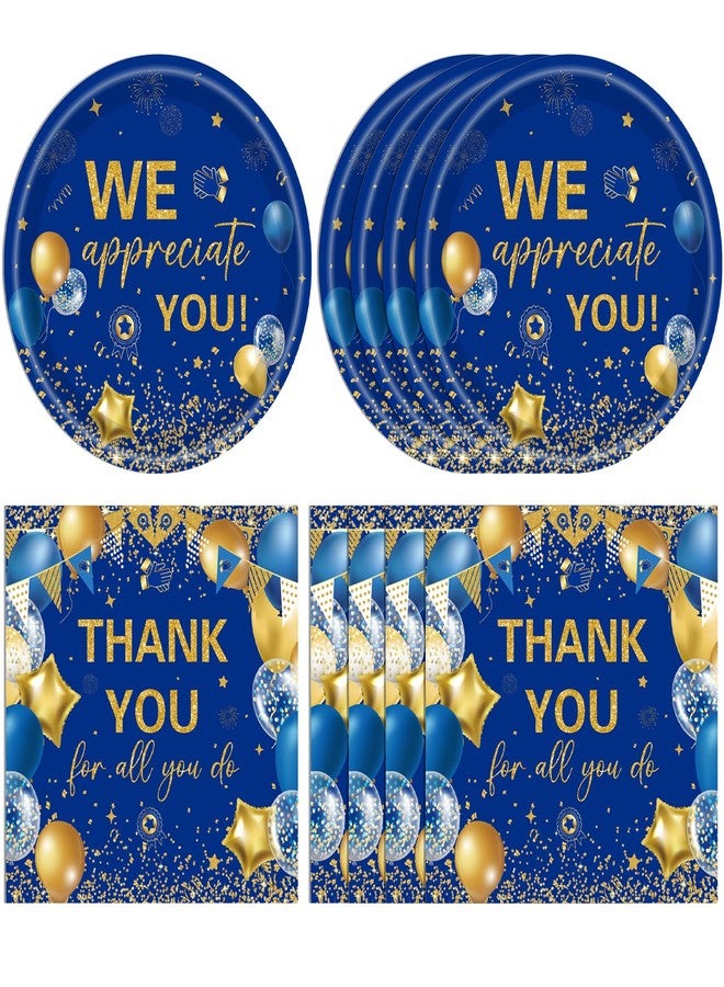 DURYGEN 40PCS Thank You Party Decorations We Appreciate You Paper Plates and Napkins Thank You for All You Do Disposable Tableware for Teacher Doctors Nurse Volunteer Appreciation Week Party Decor - Image 1