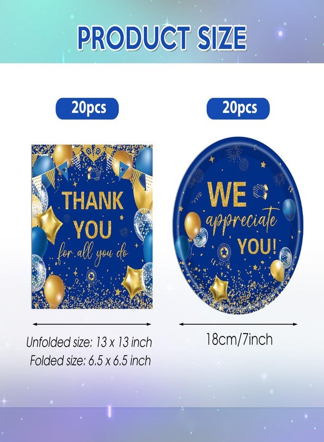 DURYGEN 40PCS Thank You Party Decorations We Appreciate You Paper Plates and Napkins Thank You for All You Do Disposable Tableware for Teacher Doctors Nurse Volunteer Appreciation Week Party Decor - Image 2
