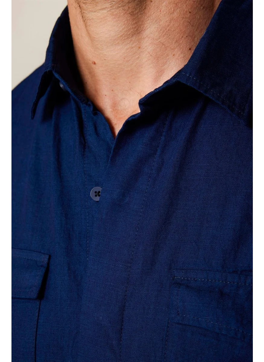 Tudors Relax Fit Comfortable Fit Long Sleeve Double Pocket Denim Shirt