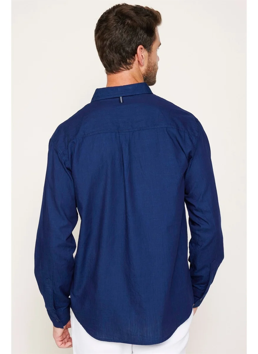 Tudors Relax Fit Comfortable Fit Long Sleeve Double Pocket Denim Shirt