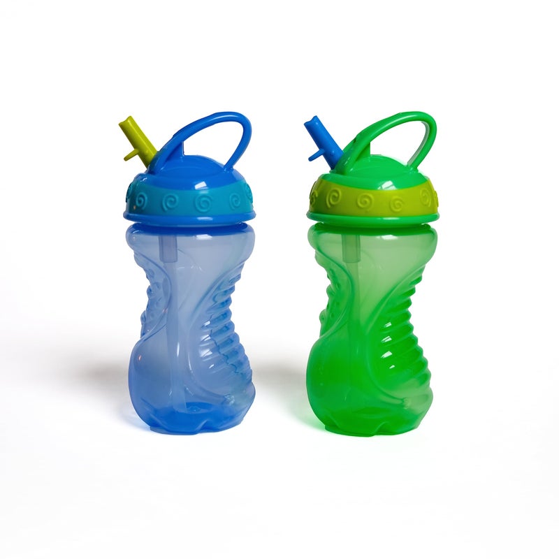 Nuby 2-Pack Flip-It Easy Grip Cups With Easy-Flo Straw  10 Ounce  Colors May Vary - Image 2