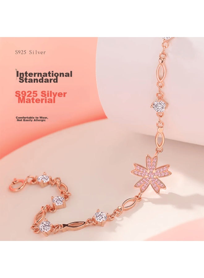 Manhe S925 Silver Cherry Blossom Bracelet For Women, New Style Beaded elry, Birthday Gift For Wife Or Girlfriend - Image 4