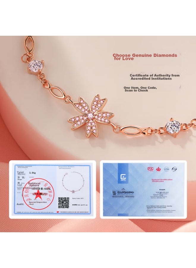 Manhe S925 Silver Cherry Blossom Bracelet For Women, New Style Beaded elry, Birthday Gift For Wife Or Girlfriend - Image 2