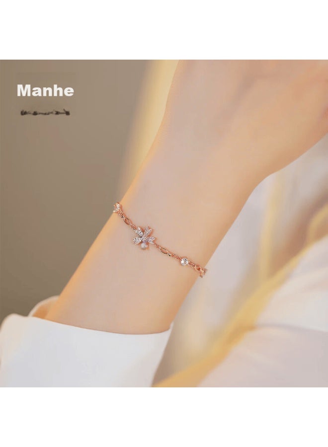 Manhe S925 Silver Cherry Blossom Bracelet For Women, New Style Beaded elry, Birthday Gift For Wife Or Girlfriend - Image 5