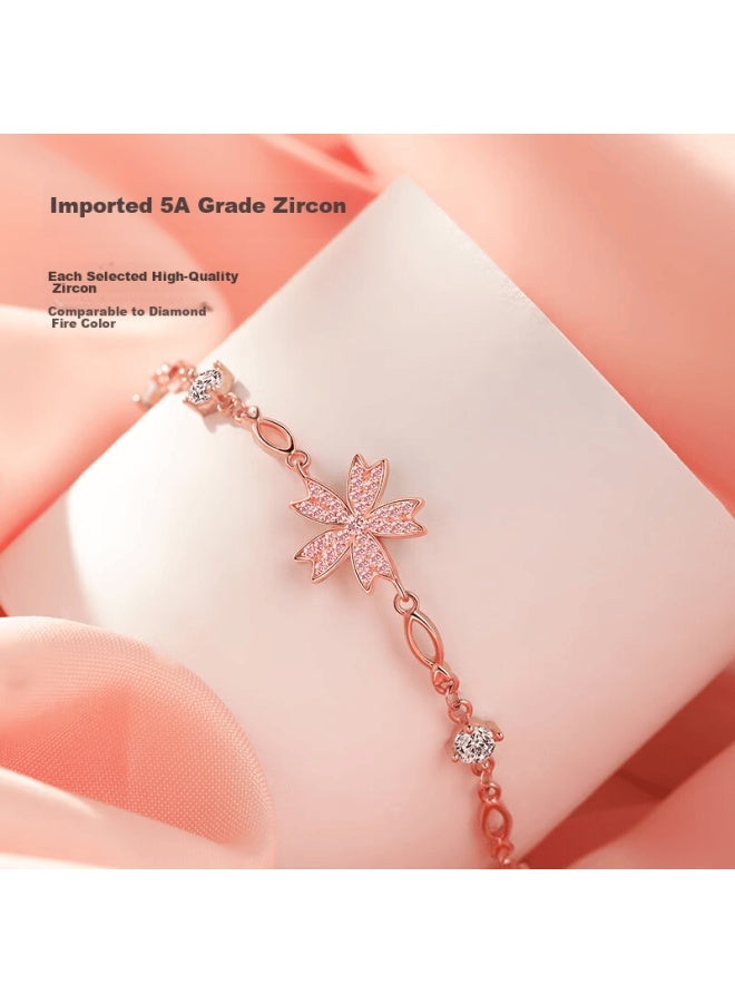 Manhe S925 Silver Cherry Blossom Bracelet For Women, New Style Beaded elry, Birthday Gift For Wife Or Girlfriend - Image 3