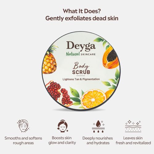 Deyga Body Scrub (50g) | Lightens Tan & Pigmentation | Gentle Exfoliation for Soft, Smooth & Refreshed Skin - Image 2