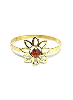 Hamsa.ae 18K Pure Gold Elegant Flower Zircon Stone Ring Size 8  - Image 1