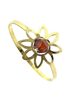Hamsa.ae 18K Pure Gold Elegant Flower Zircon Stone Ring Size 8  - Image 2