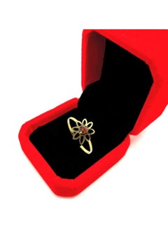 Hamsa.ae 18K Pure Gold Elegant Flower Zircon Stone Ring Size 8  - Image 4