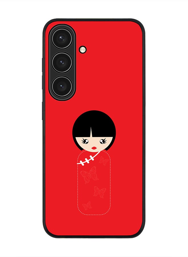 Stylizedd Rugged Black edge case for Samsung Galaxy S24, Slim fit Soft Case Flexible Rubber Edges Anti Drop TPU Gel Thin Cover- Chinese Doll - Image 1