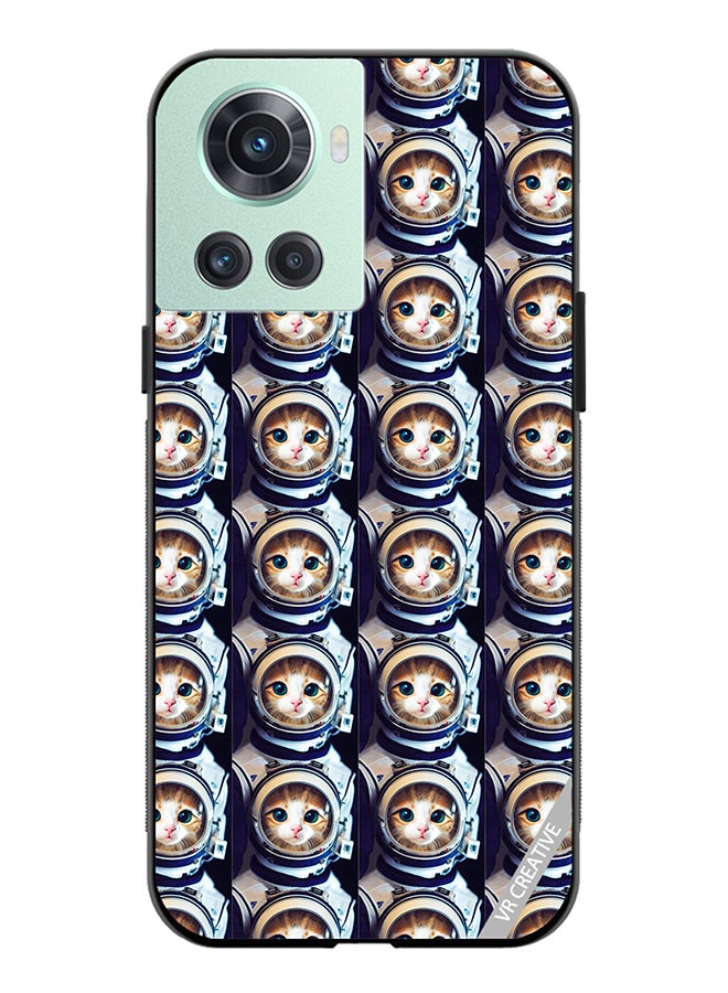 VR CREATIVE Protective Case Cover For OnePlus Ace Cat Face Inside Astronauts Helmet Pattern Design Multicolour - Image 1