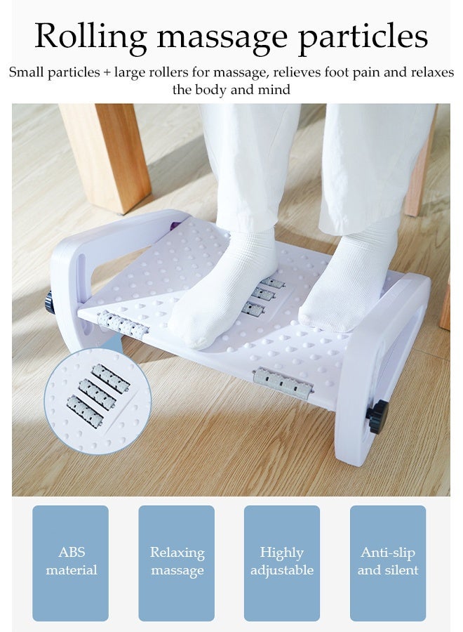 DUNISO Foot Rest Under Desk, 6 Height Adjustable Foot Rest with Massage Texture and Roller, Ergonomic Step Stool,Position for Home, Office, School (White) - Image 5