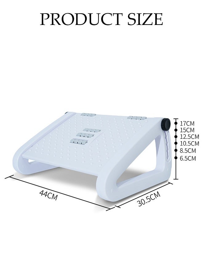 DUNISO Foot Rest Under Desk, 6 Height Adjustable Foot Rest with Massage Texture and Roller, Ergonomic Step Stool,Position for Home, Office, School (White) - Image 2