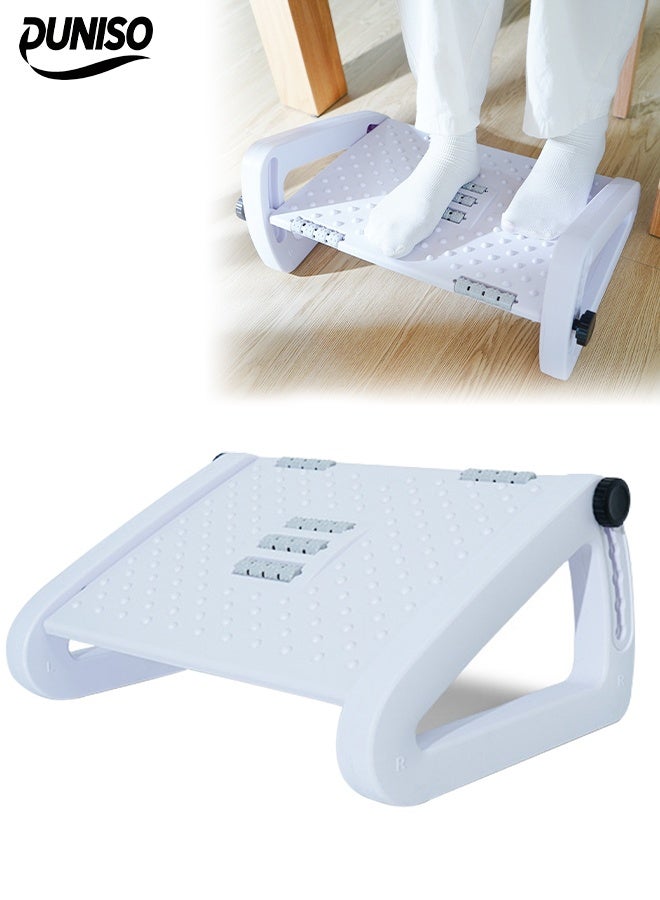 DUNISO Foot Rest Under Desk, 6 Height Adjustable Foot Rest with Massage Texture and Roller, Ergonomic Step Stool,Position for Home, Office, School (White) - Image 1