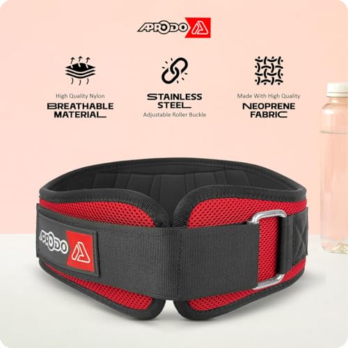 APRODO Power Guidance Nylon Weightlifting Belt Lumbar Waist Support Trainer Protector Belts for Weight Lifting Fitness Sport Gym for Men and Women (RED, Medium 30'' - 34'') - Image 5