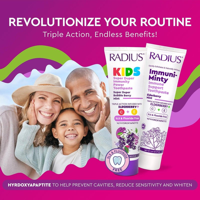 Kids Toothpaste with Immune Support Formula Bubble Berry Mint Flavor Fluoride Free Gentle for Ages 2 12 Sensitive Teeth Morning Routine - Image 4