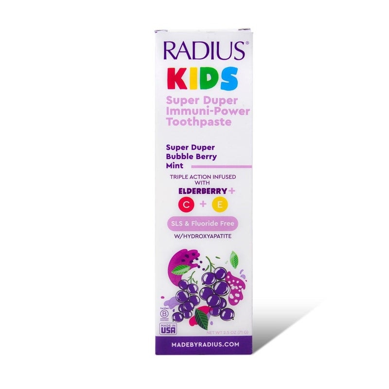 Kids Toothpaste with Immune Support Formula Bubble Berry Mint Flavor Fluoride Free Gentle for Ages 2 12 Sensitive Teeth Morning Routine - Image 1