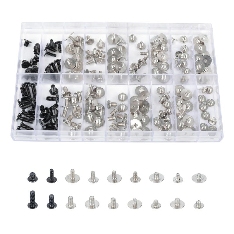 QTEATAK 180Pcs Computer Screws Assortment Kit, Black CM and Nickel-Plated Phillips Machine Screws Set with Flat Round Head for PC Case, Motherboard, and Electronic Repairs - Image 1